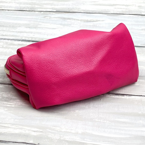 bareMinerals Hot Pink Faux Pebbled Leather Cosmetic Bag Makeup Zip Travel Bag - Picture 12 of 13